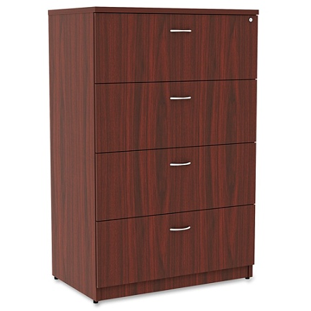 Lorell Essentials Series 4-Drawer Lateral File Cabinet, Mahogany
