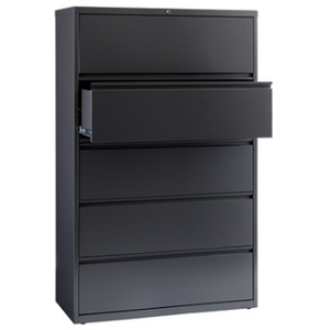 (Scratch & Dent) WorkPro 42"W 5-Drawer Steel Lateral File Cabinet, Charcoal