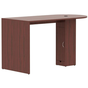 (Scratch & Dent) Lorell Outlet Essentials Series 71"W Café-Height Peninsula Table, Mahogany