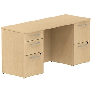 (Scratch & Dent) Bush Business Furniture 300 Series Office Desk With 2 Pedestals 60"W, Natural Maple