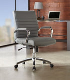 Realspace Modern Comfort Series, Winsley, Bonded Leather Managerial Mid-Back Chair, Gray/Chrome