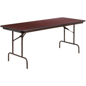 Flash Furniture Folding Banquet Table, 30"H x 30"W x 72"D, Mahogany