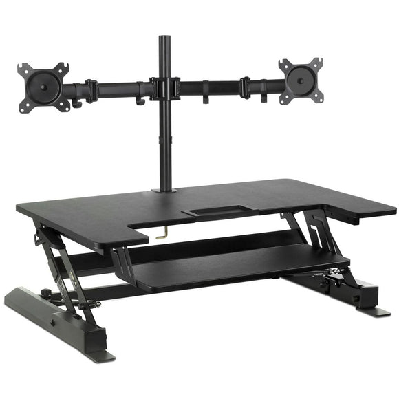 (Scratch and Dent) Mount-It! MI-7934 Standing Desk Converter With Dual-Monitor Mount, 36-1/4