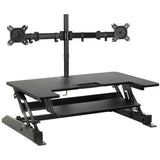 (Scratch and Dent) Mount-It! MI-7934 Standing Desk Converter With Dual-Monitor Mount, 36-1/4"H x 22"W x 9-3/4"D, Black