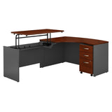 (Scratch & Dent) Bush Business Furniture Components 60"W Left Hand 3 Position Sit to Stand L Shaped Desk with Mobile File Cabinet, Hansen Cherry/Graphite Gray