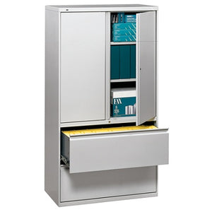 HON Outlet 800 Series Storage Cabinet With Lateral File, 36" Wide, Light Gray