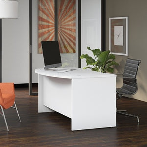 Bush Business Furniture Studio C Bow Front Desk, 60"W x 36"D , White
