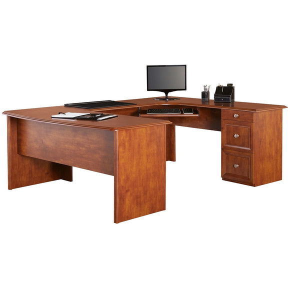 Realspace Outlet Broadstreet U-Shaped Executive Desk, Maple