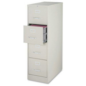 Lorell Fortress Series 26 1/2''D 4-Drawer Legal-Size Steel Vertical File Cabinet, Light Gray
