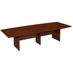 Bush Business Furniture Outlet 120"W x 48"D Boat Shaped Conference Table with Wood Base, Hansen Cherry