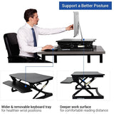 FlexiSpot Height-Adjustable Standing Desk Riser With Removable Keyboard Tray, 35"W, Black