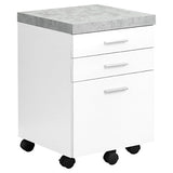 (Scratch & Dent) Monarch Specialties Letter/Legal-Size Vertical Filing Cabinet, 3 Drawers, White/Cement-Look
