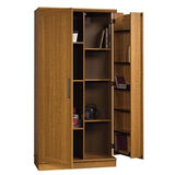 Realspace Outlet 12-Shelf Storage Cabinet, 72"H x 36"W, Sienna Oak