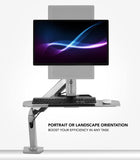 Mount-It! Sit-Stand Workstation For Single Monitor And Keyboard, 23"H x 36"W x 9"D, Silver