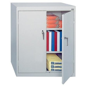 (Scratch & Dent) Sandusky 42" Steel Storage Cabinet With 2 Adjustable Shelves, 42"H x 36"W x 18"D, Dove Gray