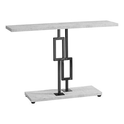 Monarch Specialties Metal Hall Console Table, Rectangular, Gray Cement/Black Nickel