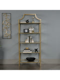 (Scratch & Dent) Sauder Outlet International Lux 71"H 5-Shelf Bookcase, Satin Gold