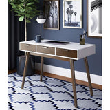 (Scratch & Dent) Elle Décor Outlet Stara Mid-Century Modern Desk, White/Brown