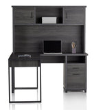 (Scratch & Dent) Realspace Outlet DeJori 59"W L-Shaped Desk With Hutch, Charcoal