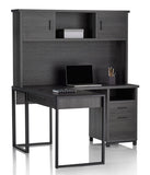 (Scratch & Dent) Realspace Outlet DeJori 59"W L-Shaped Desk With Hutch, Charcoal