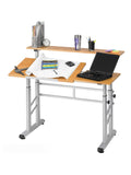 (Scratch & Dent) Safco Outlet Height-Adjustable Split-Level Drafting Table, Medium Oak