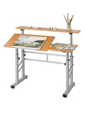 Safco Outlet Height-Adjustable Split-Level Drafting Table, Medium Oak