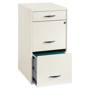 (Scratch & Dent) Lorell Outlet Steel Letter-Size Vertical File Cabinet, 3 Drawers, 18"D, Pearl White