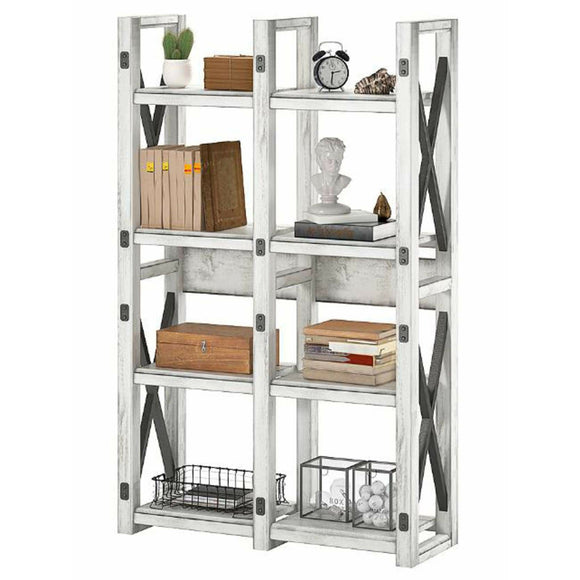 (Scratch and Dent) Ameriwood Outlet Home Wildwood 8-Shelf Bookcase/Room Divider, Distressed Whitewash