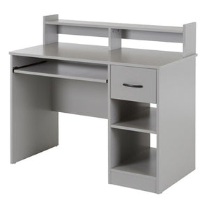 South Shore Axess Desk With Keyboard Tray and Hutch, Soft Gray