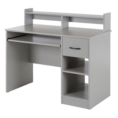 (Scratch & Dent) South Shore Axess Desk With Keyboard Tray and Hutch, Soft Gray