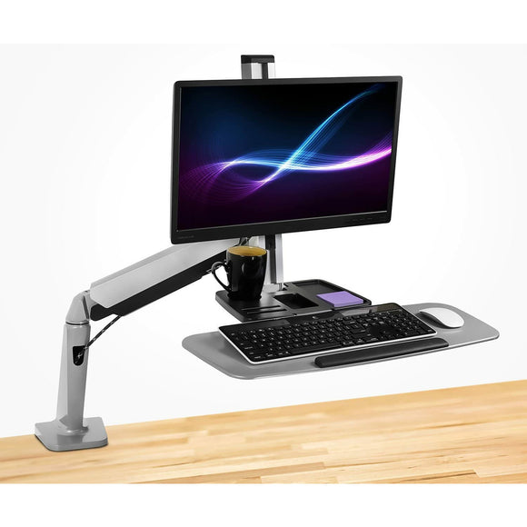 Mount-It! Sit-Stand Workstation For Single Monitor And Keyboard, 23