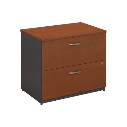 Bush 2 Drawer Lateral File Cabinet, Auburn Maple/Graphite Gray