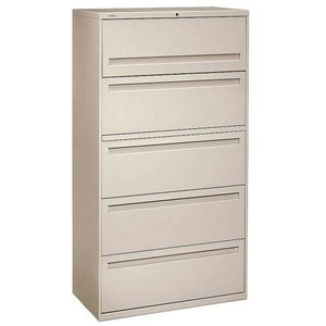 HON 5-Drawer 36"W Lateral File Cabinet, Putty (Used)