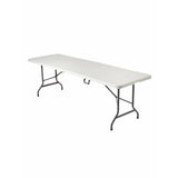 Realspace Outlet Molded Plastic Top Folding Table, 8' Wide Fold in Half, Platinum