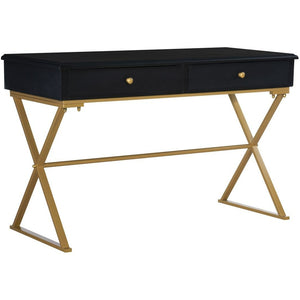 (Scratch and Dent) Linon Home Decor Products Amy 48"W Campaign Home Office Desk, Black/Gold