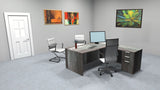 Sheridan Executive L-Shaped Desk with Locking Box/Box/File Pedestal Drawers, 72"Wide x 78"D, Stone Gray