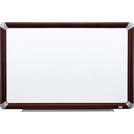 3M Outlet Porcelain Magnetic Dry-Erase Board With Elegant-Style Aluminum Frame, Mahogany Finish, 72