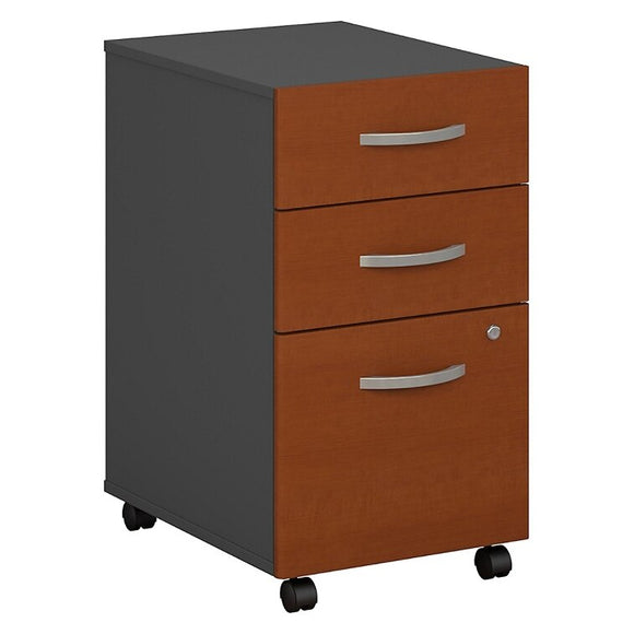 (Scratch & Dent) Bush Business Furniture Outlet Components 3 Drawer Mobile File Cabinet, Auburn Maple/Graphite Gray