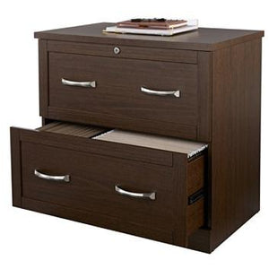 Realspace Outlet Premium Letter-/Legal-Size Lateral File Cabinet, 2-Drawer, Mocha