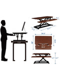 (Scratch and Dent) FlexiSpot AlcoveRiser Sit-To-Stand Desk Converter, 35"W, Mahogany