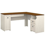Bush Furniture Fairview L Shaped Desk, Antique White/Tea Maple