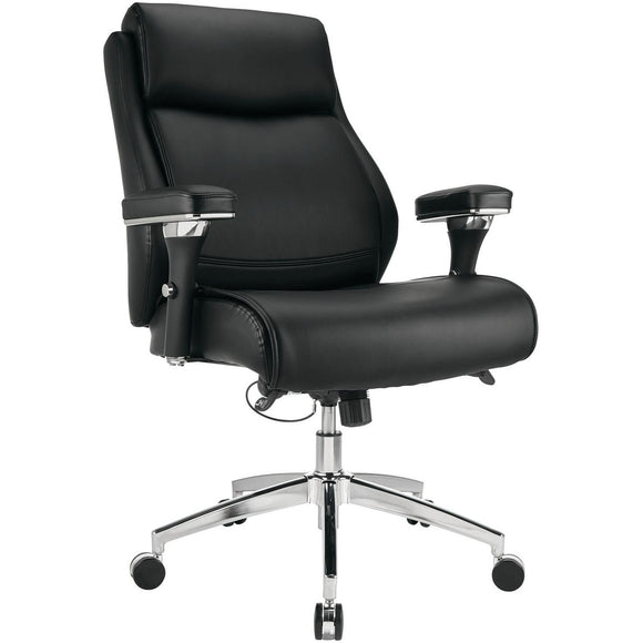 Realspace Outlet Modern Comfort Keera Bonded Leather Mid-Back Manager's Chair, Onyx/Chrome