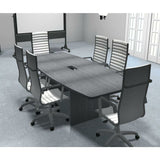 Sheridan 8-Ft. Boat-Shaped Conference Table with Silver Rectangular Grommet, 94.5"Wide x 43"Deep x 30"High, Stone Gray