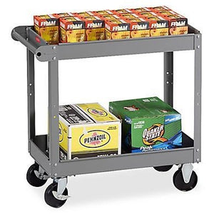 Tennsco 2-Shelf Service Cart, 32"H x 16"W x 30"D, Medium Gray