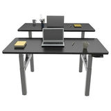 Loctek Height-Adjustable Dual Bench Desk, Black/Silver