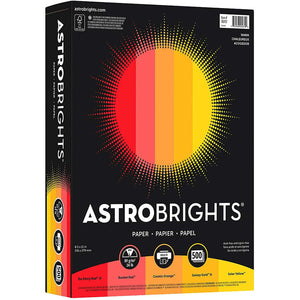Astrobrights Color Paper, 8.5" x 11", 24 lb,"Warm" 5-Color Assortment (Case or Ream)