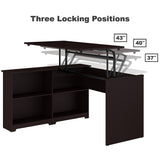 (Scratch & Dent) Bush Furniture Cabot 3 Position Sit to Stand Corner Bookshelf Desk, 52"W, Espresso Oak