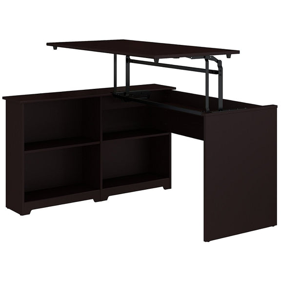 (Scratch & Dent) Bush Furniture Cabot 3 Position Sit to Stand Corner Bookshelf Desk, 52