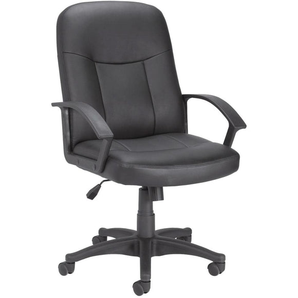 Lorell Outlet Manager Bonded Leather Mid-Back Chair, Black