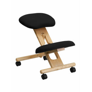 Flash Furniture Wood Mobile Ergonomic Kneeling Chair, Black/Brown